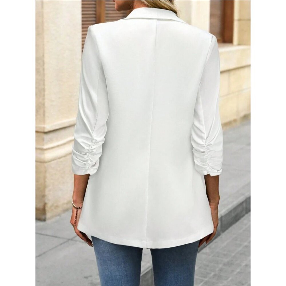 Lapel collar blazer jacket white minimalist business - Picture 2 of 11
